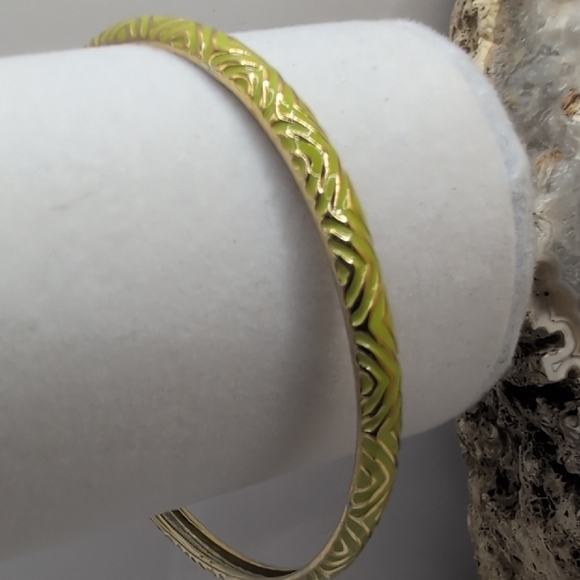 J. Crew Gold and Yellow Chevron Bangle Bracelet - Picture 4 of 6